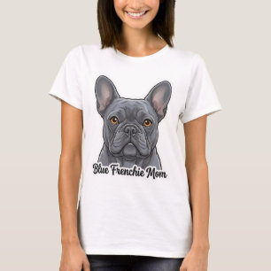 T-shirt Portrait de Bouledogue Français Bleu Design de Fre