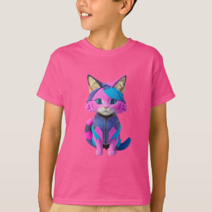 T-shirt Portrait de chat de cyborg mignon