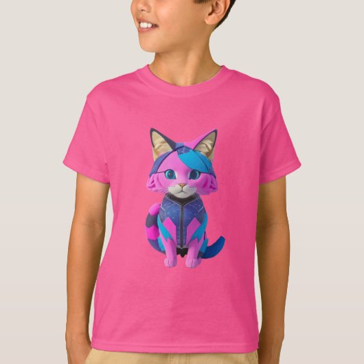 T-shirt Portrait de chat de cyborg mignon (Devant)