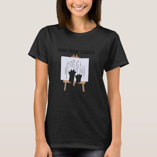 T-shirt Portrait de chat drôle fait à partir de zéro (Devant)