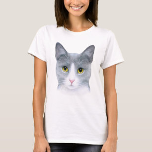 T-shirt Portrait de chat gris 611