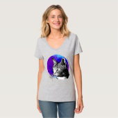 T-shirt Portrait de chat Nebula Space Purple (Devant entier)