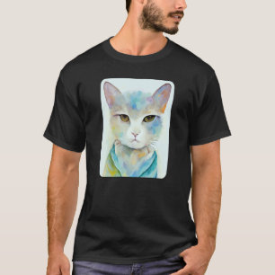 T-shirt Portrait de chat Pensif Pastel Chats Pensées Profo