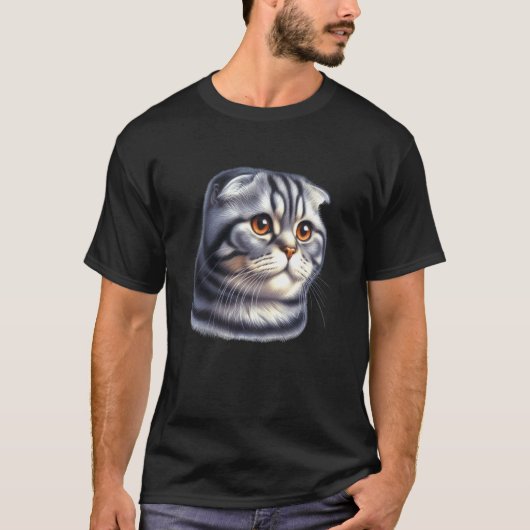 T-shirt Portrait de chat Scottish Fold (Devant)