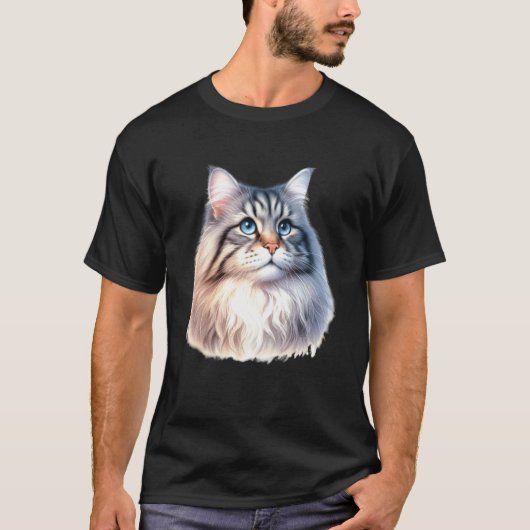 T-shirt Portrait de chat sibérien (Devant)