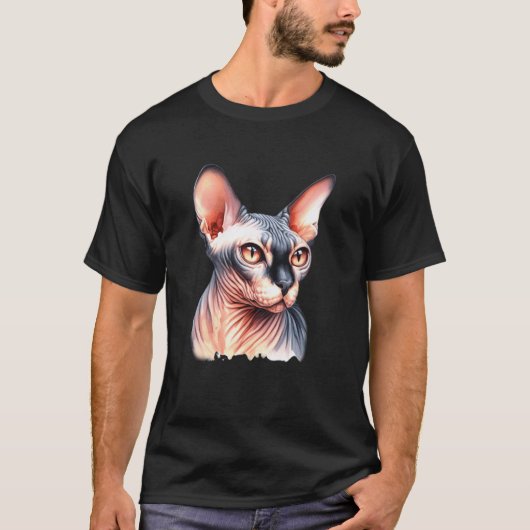 T-shirt Portrait de chat Sphynx (Devant)
