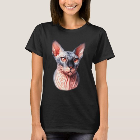 T-shirt Portrait de chat Sphynx (Devant)