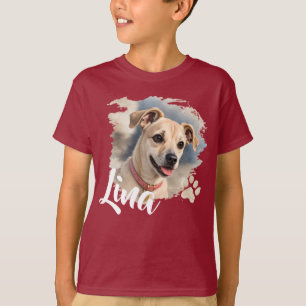T-shirt Portrait de chien à l'aquarelle avec coup de pince