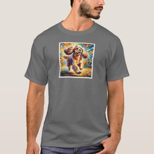T-shirt Portrait de chien Cocker Spaniel Impression d'art (Devant)
