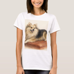 T-Shirt Portrait de Chien Pomchi Aquarelle