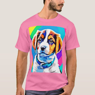 T-shirt Portrait de chiot : Coupe colorée