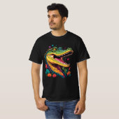 T-shirt Portrait de crocodile coloré (Devant entier)