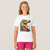 T-shirt Portrait de crocodile coloré (Devant entier)
