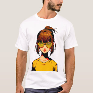 T-shirt Portrait de fille en cartoon