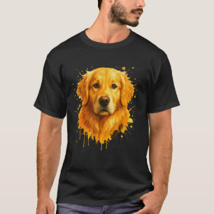 T-shirt Portrait de Golden Retriever en Splash Art Coloré