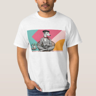T-shirt Portrait de Greyhound au café en Pop Art gris