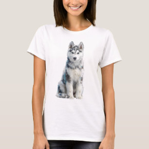 T-shirt Portrait de Husky Arctique Gelé Femme Enneigée