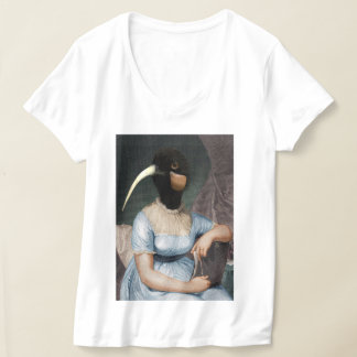 T-shirt Portrait de Jane Austen avec tête d'oiseau