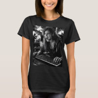 T-Shirt Portrait de Joueur Furieux Monochrome