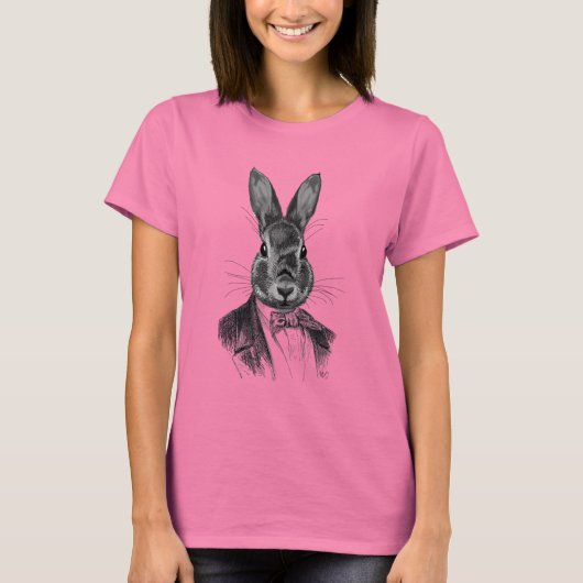 T-shirt Portrait de lapin en costume (Devant)