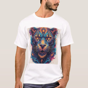 T-shirt Portrait de léopard cosmique avec effet mystique