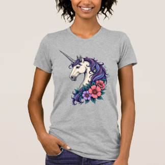 T-shirt Portrait de licorne florale vintage psychédélique 