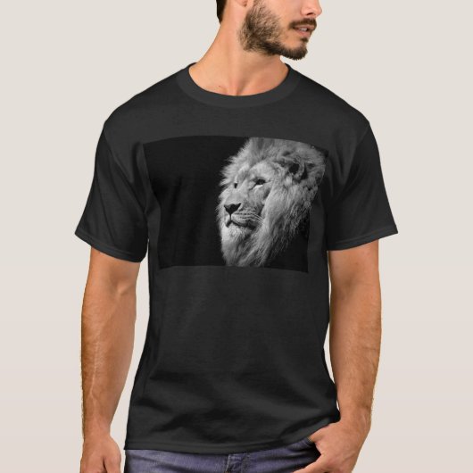 T-shirt Portrait de Lion noir blanc - Photographie d'anima (Devant)