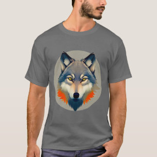 T-shirt Portrait de loup avec des détails artistiques vibr