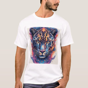 T-shirt Portrait de panthère avec des éléments abstraits e