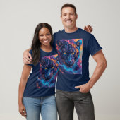 T-shirt Portrait de panthère avec des éléments abstraits e (Unisexe)