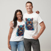 T-shirt Portrait de panthère avec des éléments abstraits e (Unisexe)