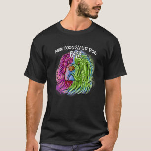 T-shirt Portrait de pop coloré Terre-Neuve Chien papa Père
