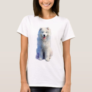 T-shirt Portrait de Samoyède blanc et duveteux souriant Fe