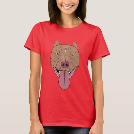 T-shirt Portrait de sourire de pitbull - schéma (Devant)