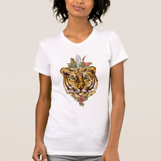 T-shirt Portrait de style de Boho de tigre (Devant)