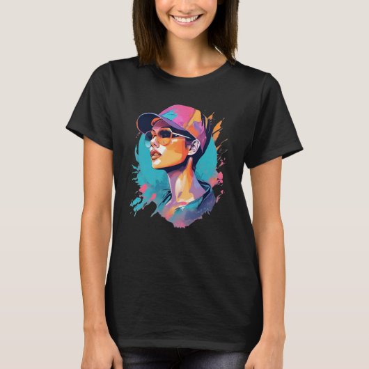 T-shirt Portrait de Trendiges Pop Art (Devant)