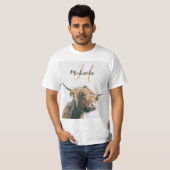T-shirt Portrait de vache Highland nom personnalisé monogr (Devant entier)