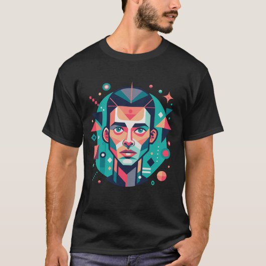 T-shirt Portrait de visage géométrique (Devant)