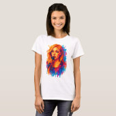 T-shirt Portrait d'encre d'alcool d'une jeune chanteuse (Devant entier)