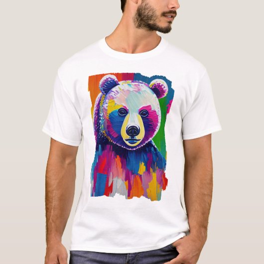 T-shirt Portrait d'ours coloré (Devant)