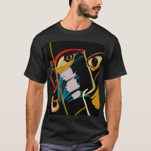 T-shirt Portrait du guerrier : Résumé de l'huile primitive