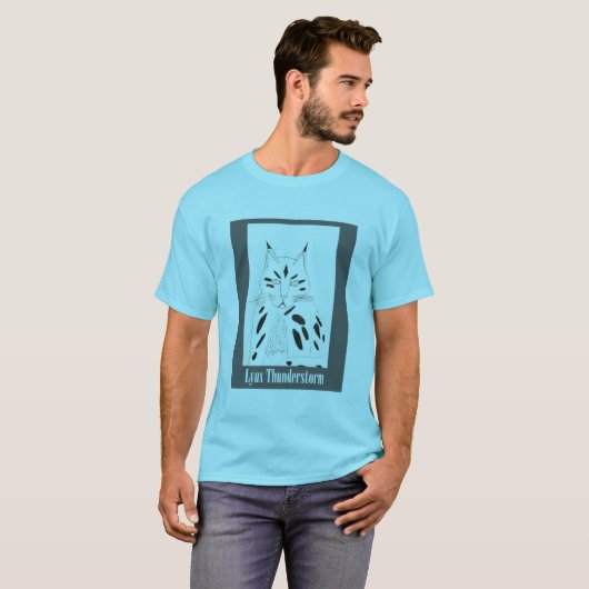 T-shirt Portrait du Lynx bleu (Devant entier)
