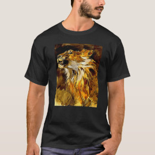 T-shirt Portrait d'un grand félin avec crinière peinture a