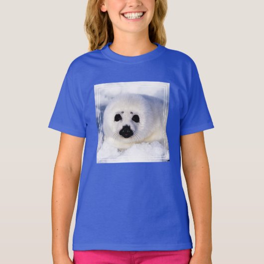 T-shirt Portrait d'une cuve de phoque de la harpe (Devant)