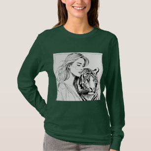 T-shirt Portrait d'une femme blonde en ligne d'art gras av