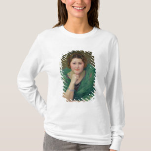 T-shirt Portrait d'une femme russe avec une écharpe verte