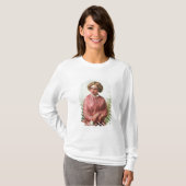 T-shirt Portrait d'une jeune fille avec un rose (Devant entier)