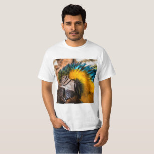 T-shirt Portrait en macao bleu et jaune