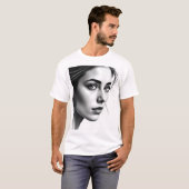 T-shirt Portrait féminin élégant - Charbon noir & blanc A (Devant entier)