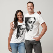 T-shirt Portrait féminin élégant - Charbon noir & blanc A (Unisexe)